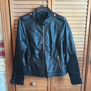 Apt 9 Black Faux Leather Jacket Fitted Silhouette XL